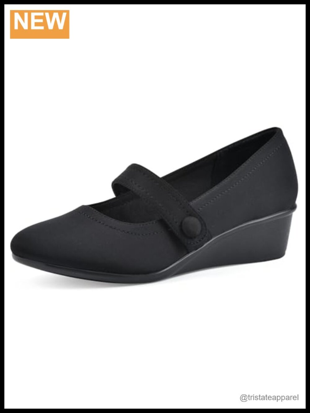 Cushioned Mary Jane Wedge Heel Textile Pull-On
